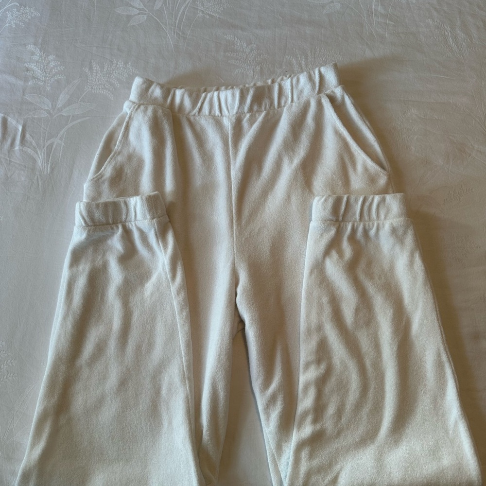 Zara White Terry Jogger Pants - Picture 3 of 6